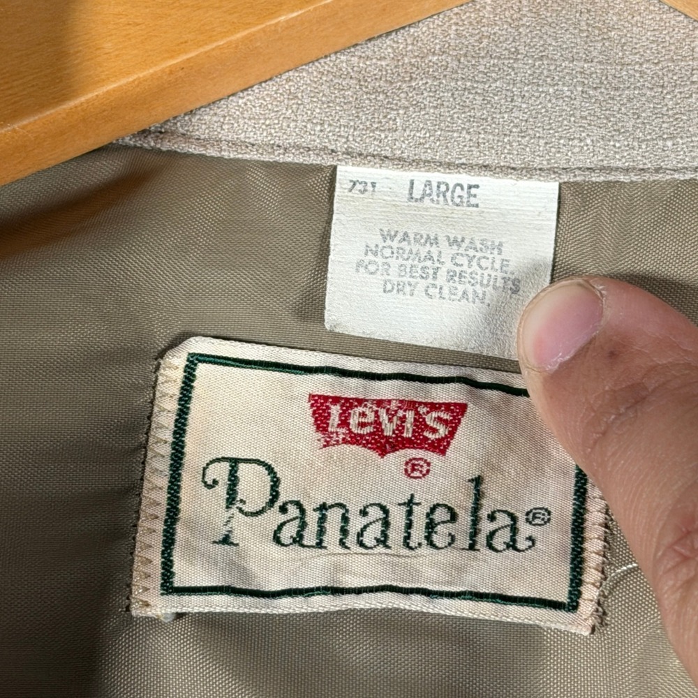 Levis Panatela Vintage 70s Safari Shirt Jacket Tan Beige Disco Collar Mens Large - Picture 4 of 12